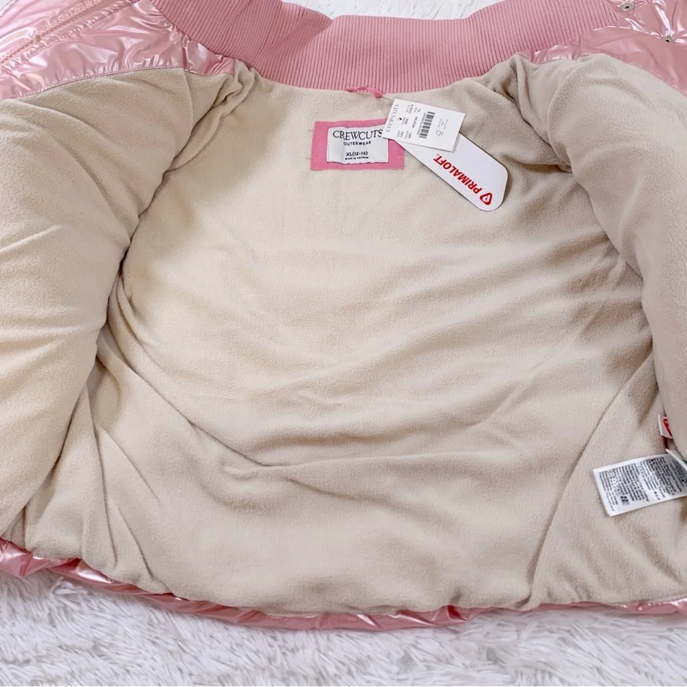 Crewcuts NWT Girls' cropped metallic puffer jacket‎ long sleeve full zip